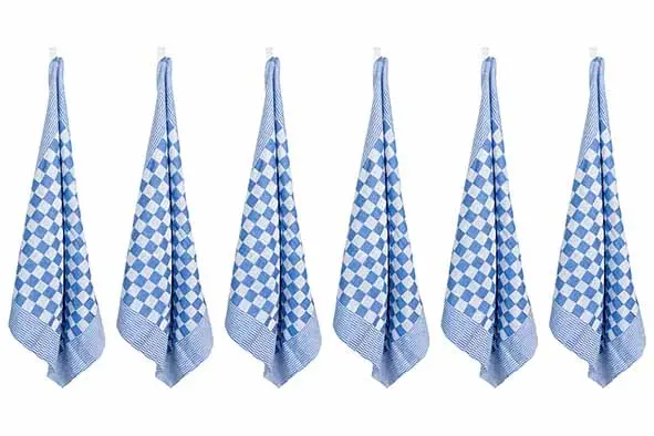 Set 6 torchons cuisine coton bleu 65cm 