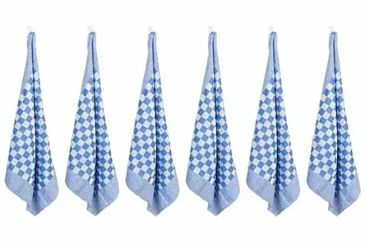 [5208001] Set 6 torchons cuisine coton bleu 65cm 