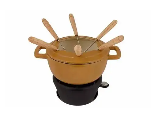 [6669735] FONTESTIC FONDUESET AMBER GOLD D18CM GIE TIJZER MET 6 VORKJES